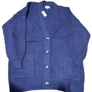 NWT Aerie Oversized Button Front Navy Blue Cardigan - XS